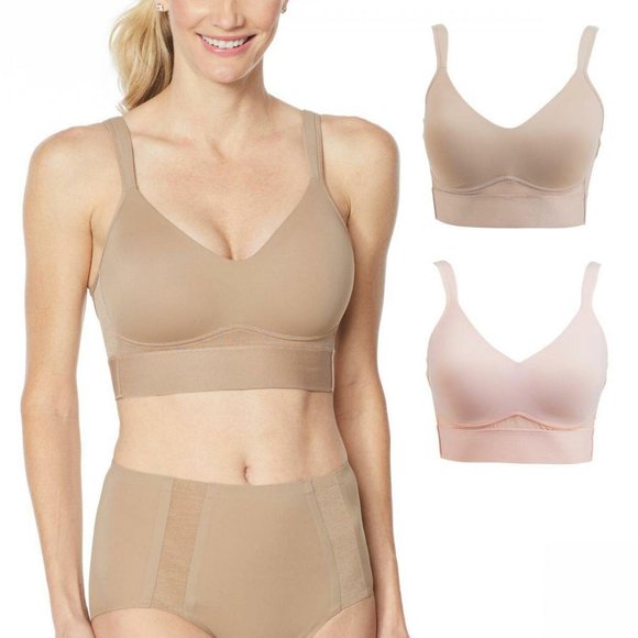 Rhonda Shear 2 Pk Molded Cup Bras Mocha Pink Large - Picture 3 of 7